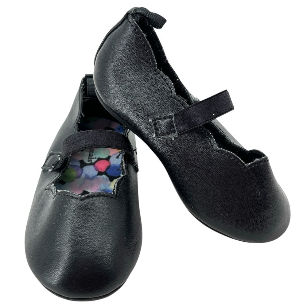 Garanimals Toddler Girls Basic Black with elastic Scalloped Flat shoes Size 4